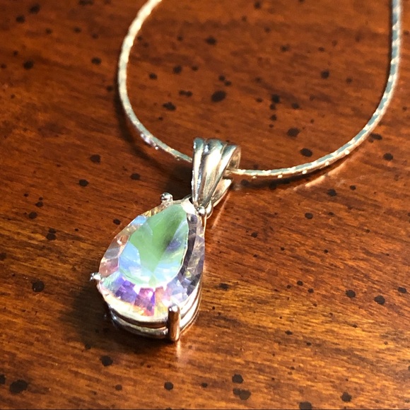 Jewelry - Pear Cut Aura Quartz Sterling Silver Necklace